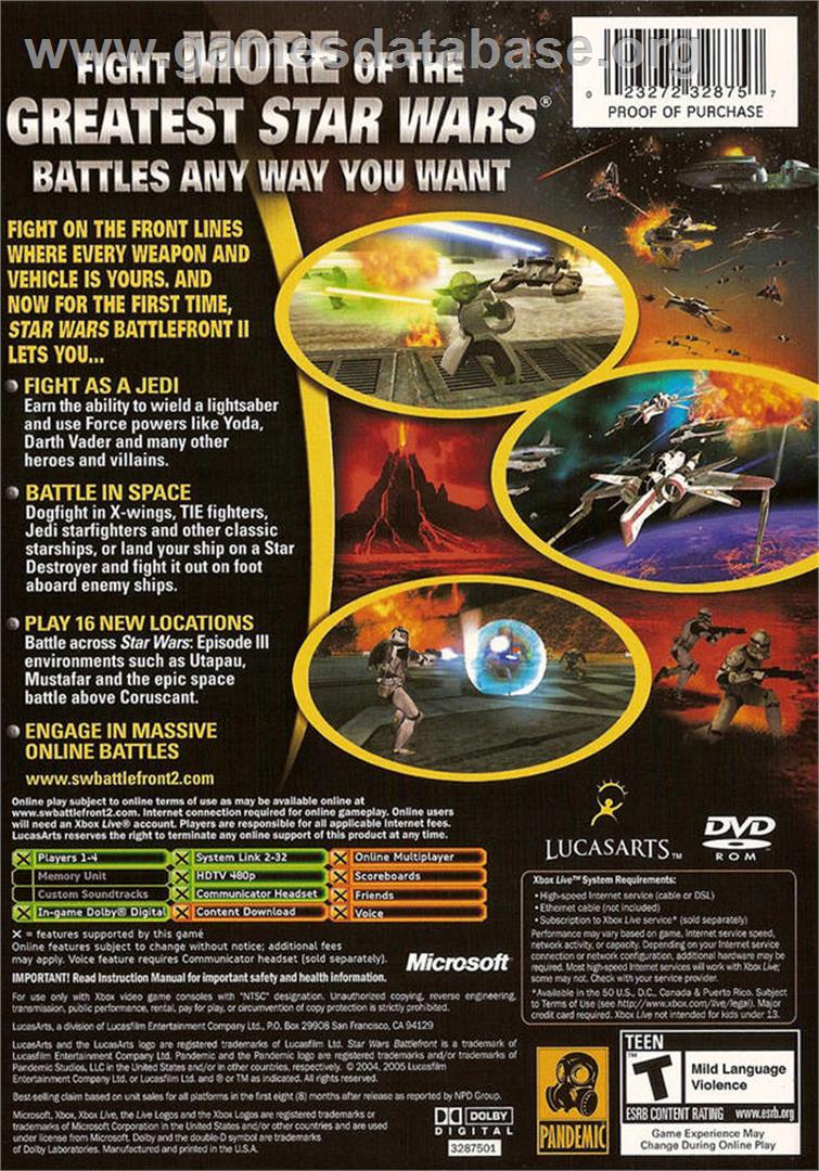 Star Wars: Battlefront 2 - Microsoft Xbox - Artwork - Box Back