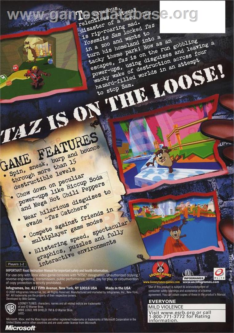 Taz: Wanted - Microsoft Xbox - Artwork - Box Back
