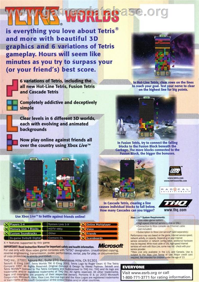 Tetris Worlds - Microsoft Xbox - Artwork - Box Back