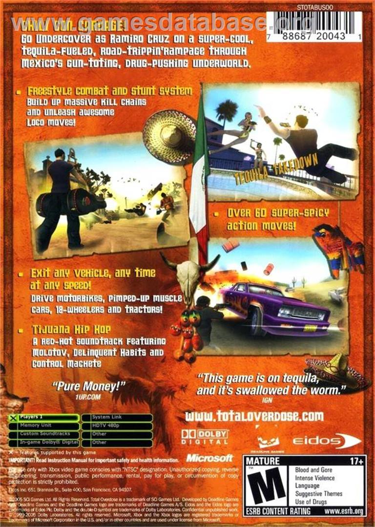 Total Overdose: A Gunslinger's Tale in Mexico - Microsoft Xbox - Artwork - Box Back