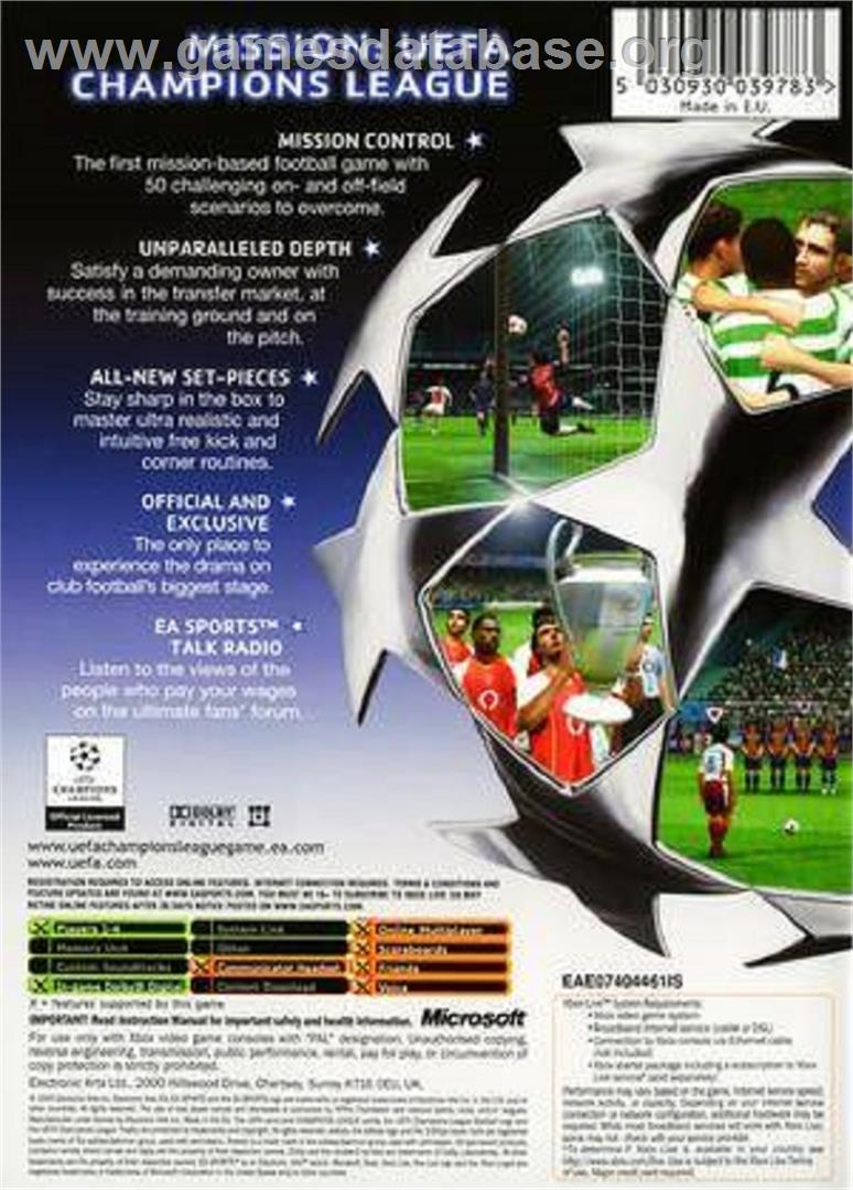 UEFA Champions League 2004-2005 - Microsoft Xbox - Artwork - Box Back