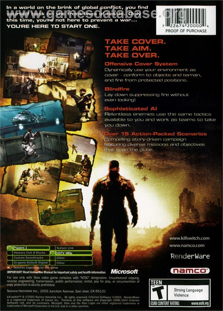 kill.switch - Microsoft Xbox - Artwork - Box Back