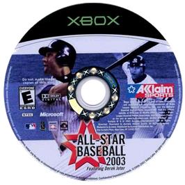 Artwork on the CD for All-Star Baseball 2003 on the Microsoft Xbox.