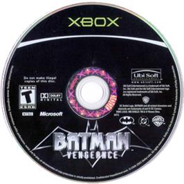 Artwork on the CD for Batman: Vengeance on the Microsoft Xbox.