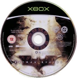 Artwork on the CD for Batman Begins on the Microsoft Xbox.