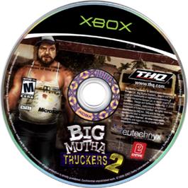 Artwork on the CD for Big Mutha Truckers 2: Truck Me Harder on the Microsoft Xbox.