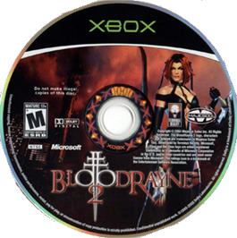 Artwork on the CD for BloodRayne 2 on the Microsoft Xbox.