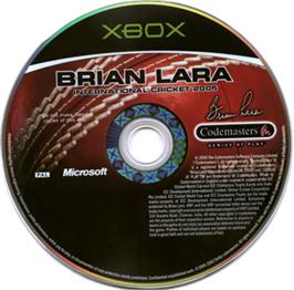 Artwork on the CD for Brian Lara International Cricket 2005 on the Microsoft Xbox.