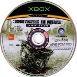 Artwork on the CD for Brothers in Arms: Earned in Blood on the Microsoft Xbox.