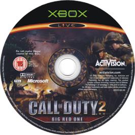 Artwork on the CD for Call of Duty 2: Big Red One on the Microsoft Xbox.