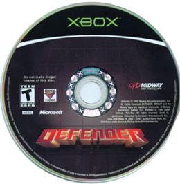 Artwork on the CD for Defender on the Microsoft Xbox.
