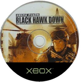 Artwork on the CD for Delta Force: Black Hawk Down on the Microsoft Xbox.