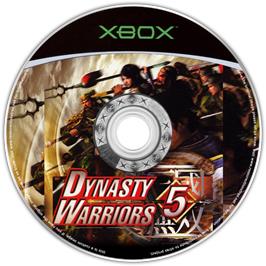 Artwork on the CD for Dynasty Warriors 5 on the Microsoft Xbox.