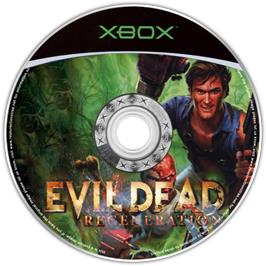 Artwork on the CD for Evil Dead: Regeneration on the Microsoft Xbox.