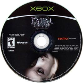 Artwork on the CD for Fatal Frame on the Microsoft Xbox.