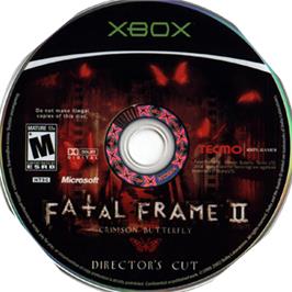 Artwork on the CD for Fatal Frame II: Crimson Butterfly on the Microsoft Xbox.