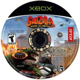 Artwork on the CD for Godzilla: Destroy All Monsters Melee on the Microsoft Xbox.