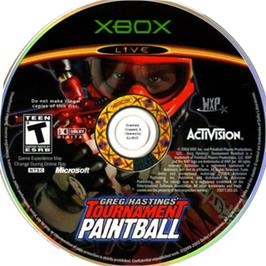 Artwork on the CD for Greg Hastings' Tournament Paintball on the Microsoft Xbox.