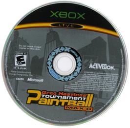 Artwork on the CD for Greg Hastings' Tournament Paintball MAX'D on the Microsoft Xbox.