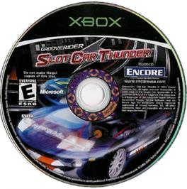 Artwork on the CD for GrooveRider:  Slot Car Thunder on the Microsoft Xbox.