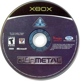 Artwork on the CD for Gun Metal on the Microsoft Xbox.