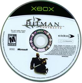 Artwork on the CD for Hitman: Contracts on the Microsoft Xbox.