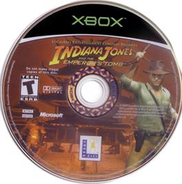 Artwork on the CD for Indiana Jones and the Emperor's Tomb on the Microsoft Xbox.