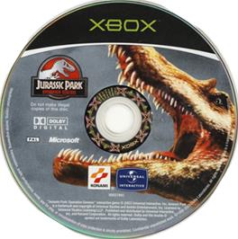Artwork on the CD for Jurassic Park: Operation Genesis on the Microsoft Xbox.