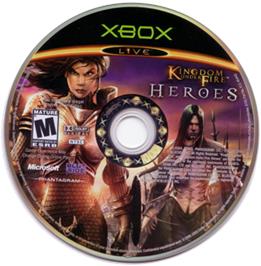 Artwork on the CD for Kingdom Under Fire: Heroes on the Microsoft Xbox.