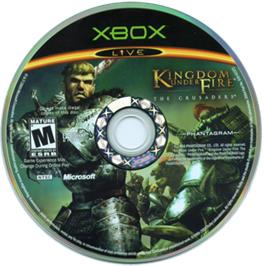 Artwork on the CD for Kingdom Under Fire: The Crusaders on the Microsoft Xbox.