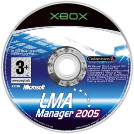 Artwork on the CD for LMA Manager 2005 on the Microsoft Xbox.