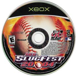 Artwork on the CD for MLB SlugFest 20-04 on the Microsoft Xbox.