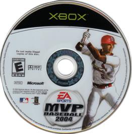 Artwork on the CD for MVP Baseball 2004 on the Microsoft Xbox.