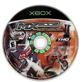 Artwork on the CD for MX 2002 featuring Ricky Carmichael on the Microsoft Xbox.