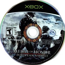 Artwork on the CD for Medal of Honor: European Assault on the Microsoft Xbox.