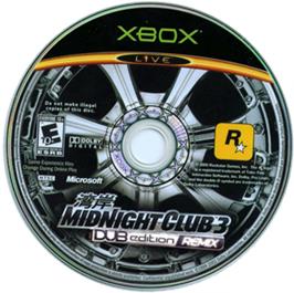 Artwork on the CD for Midnight Club 3: DUB Edition Remix on the Microsoft Xbox.