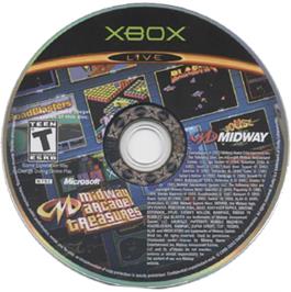 Artwork on the CD for Midway Arcade Treasures on the Microsoft Xbox.