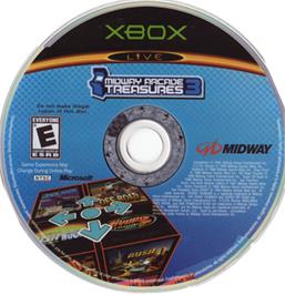 Artwork on the CD for Midway Arcade Treasures 3 on the Microsoft Xbox.