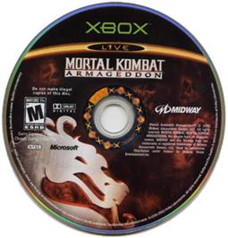 Artwork on the CD for Mortal Kombat: Armageddon on the Microsoft Xbox.