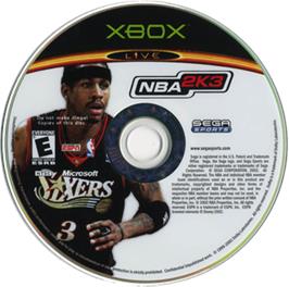 Artwork on the CD for NBA 2K3 on the Microsoft Xbox.