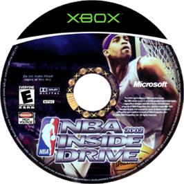 Artwork on the CD for NBA Inside Drive 2002 on the Microsoft Xbox.