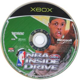 Artwork on the CD for NBA Inside Drive 2003 on the Microsoft Xbox.
