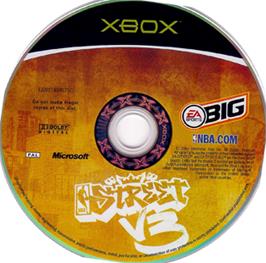 Artwork on the CD for NBA Street V3 on the Microsoft Xbox.