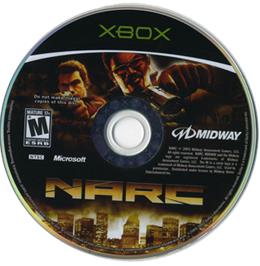 Artwork on the CD for Narc on the Microsoft Xbox.
