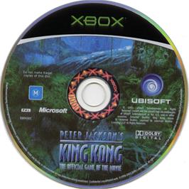 Artwork on the CD for Peter Jackson's King Kong: The Official Game of the Movie on the Microsoft Xbox.