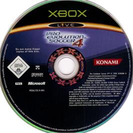Artwork on the CD for Pro Evolution Soccer 4 on the Microsoft Xbox.