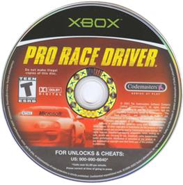 Artwork on the CD for Pro Race Driver on the Microsoft Xbox.