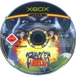 Artwork on the CD for Raze's Hell on the Microsoft Xbox.