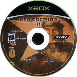 Artwork on the CD for Red Faction 2 on the Microsoft Xbox.