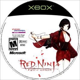 Artwork on the CD for Red Ninja: End of Honor on the Microsoft Xbox.